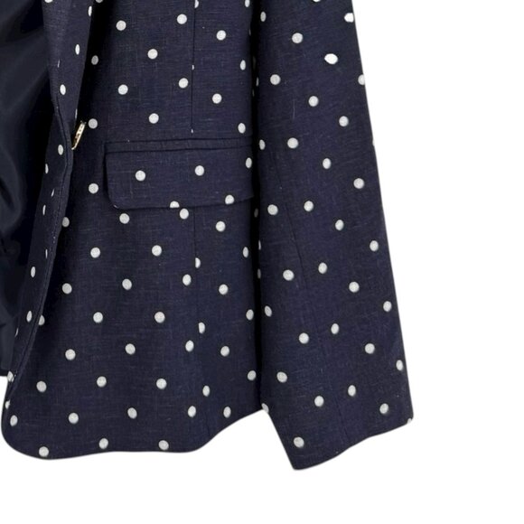Liz Claiborne Women's Linen Blend Navy/White Dot Blazer Size 6 Notch Lapel NWT - Picture 7 of 12